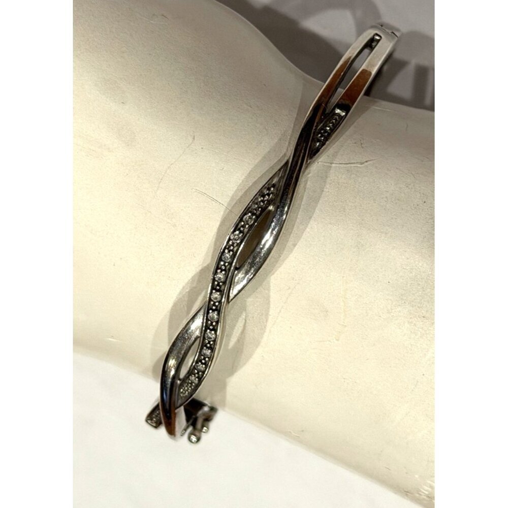 ZEI Designer 925 Sterling Silver Diamond Infinity Hinged Bangle Bracelet 14 g EU - Picture 12 of 12